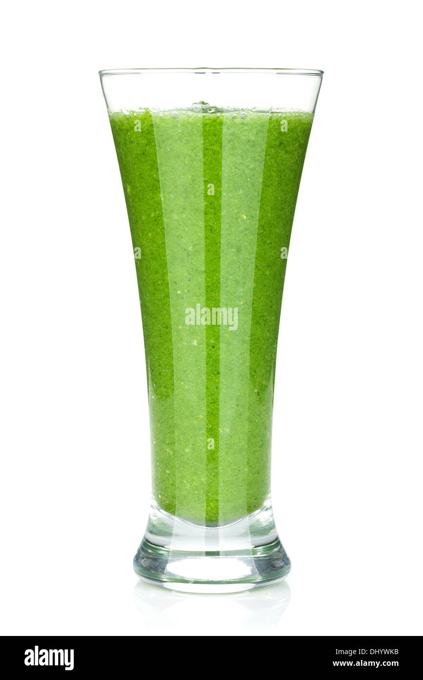 Grüne Gemüse Smoothie. Isoliert auf weißem Hintergrund Stockfoto