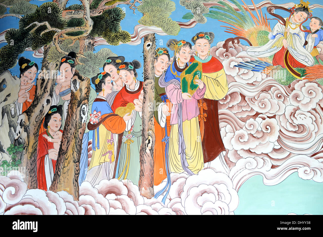 Buddhistische Kunst an der Wand Stockfoto