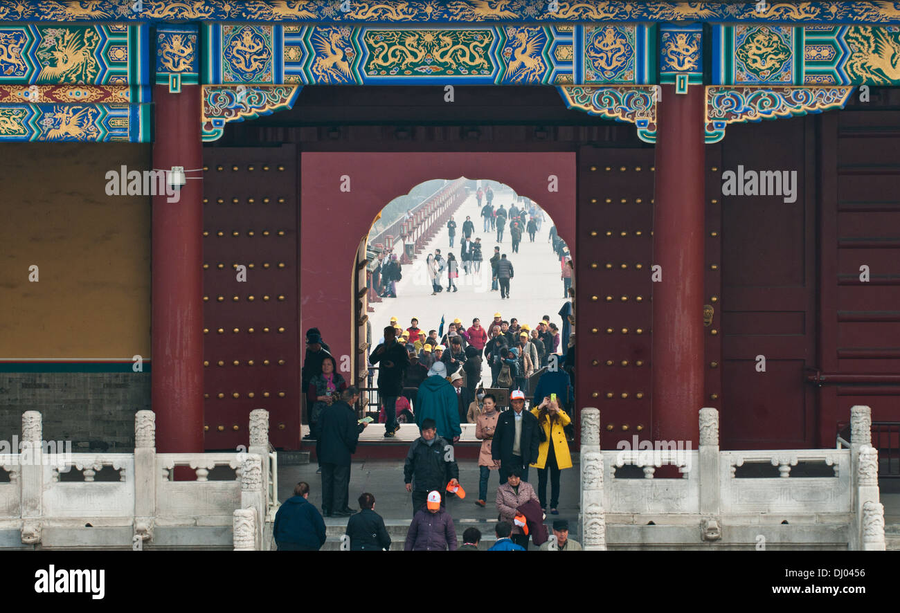 Qinianmen (Qinian Gate - das Tor des Gebets für gute Ernte) in Taoist Temple of Heaven, Chongwen District Beijing, China Stockfoto
