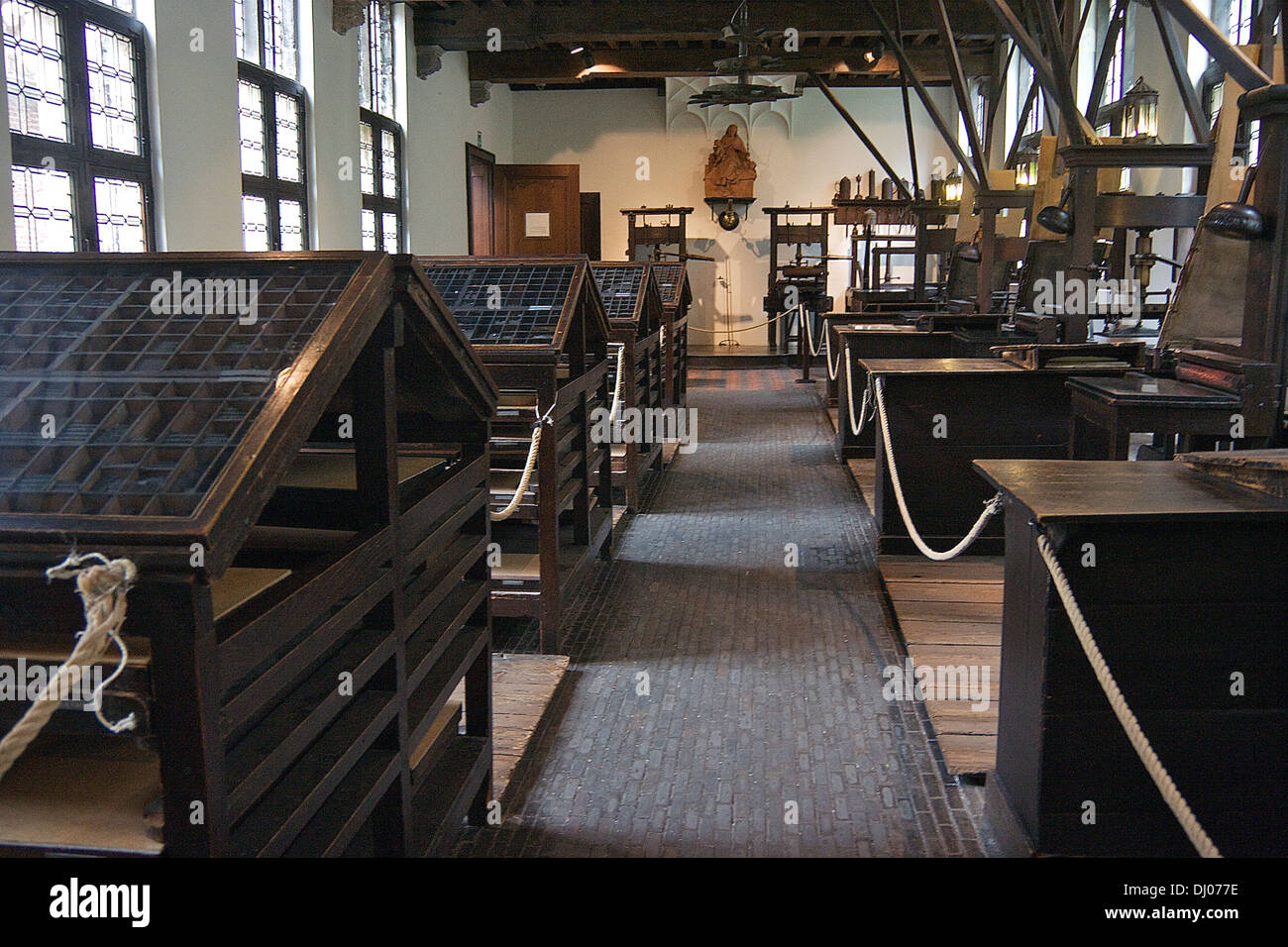 Drucksaal im Plantin-Moretus Museum, Zentrum einer Antwerpen Familie Druck und Verlag reich Stockfoto