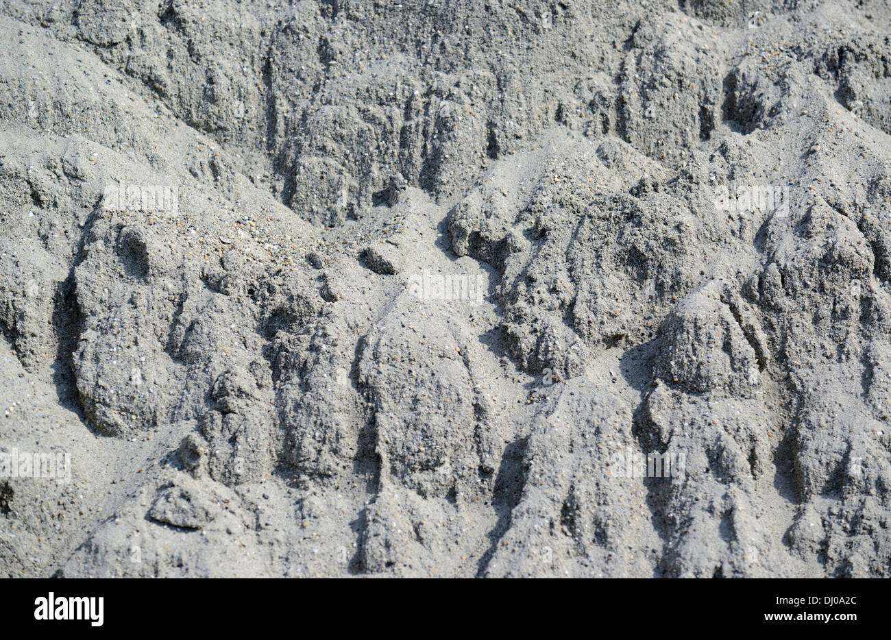 Sandhaufen auf Baustelle Stockfoto