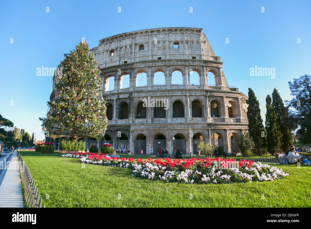Kolosseum zu Weihnachten, Rom, Italien Stockfoto