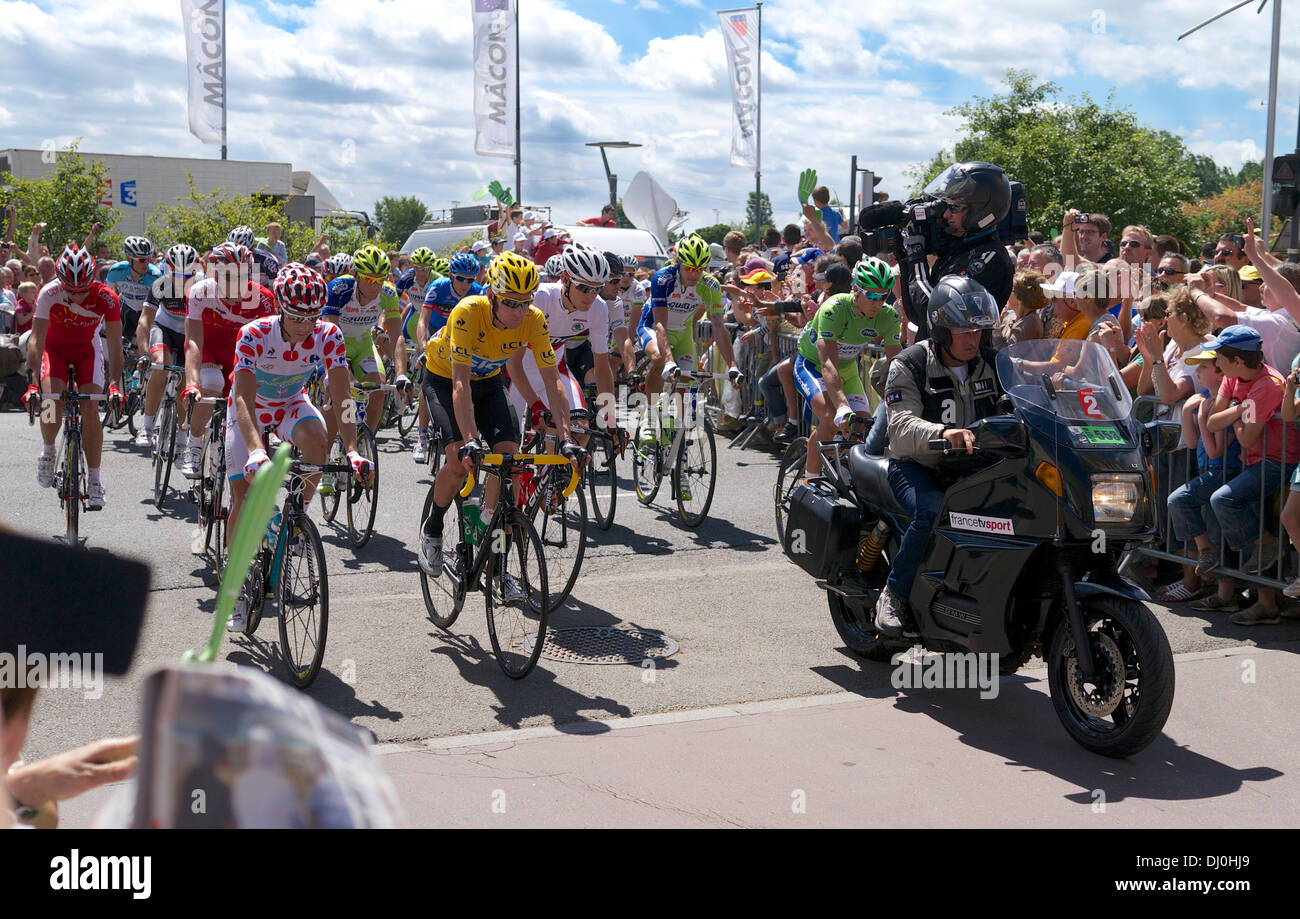 Bradley Wiggins auf 2013 Tour de France Blätter Mâcon, Stockfoto