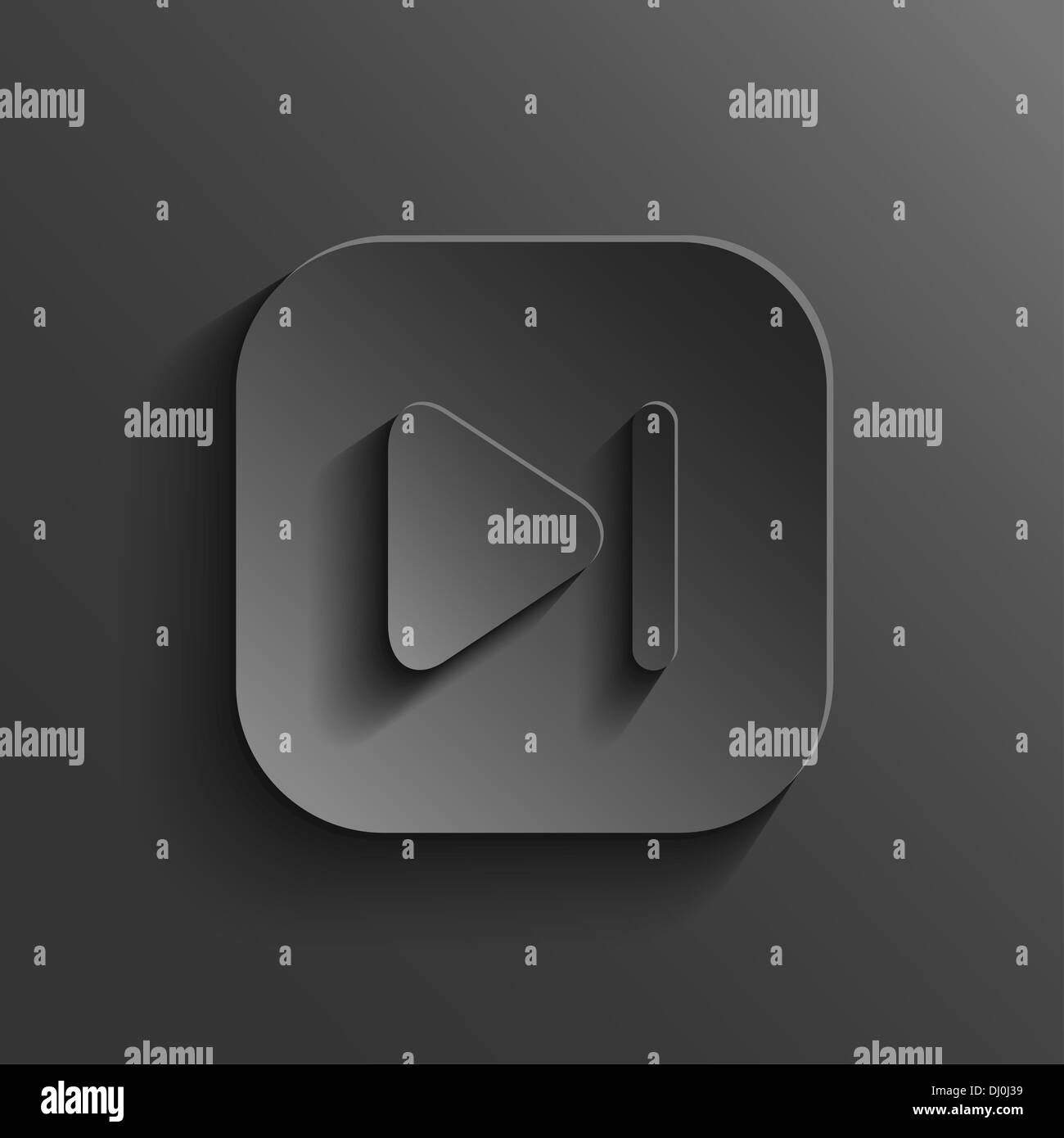 Media Player - schwarz app Symbolschaltfläche mit Schatten Stockfoto