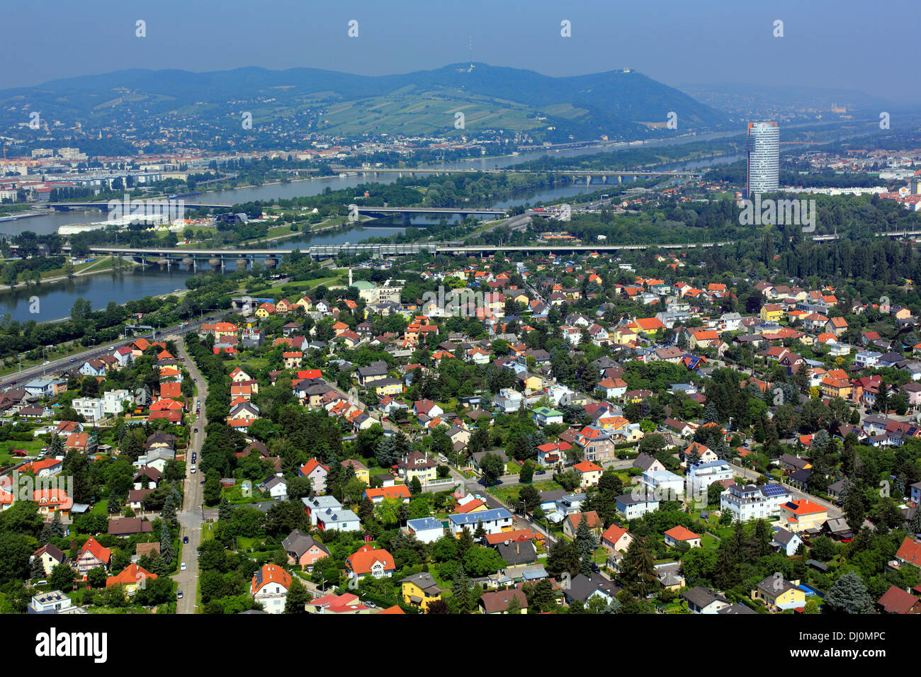 Stadtansicht vom Donauturm (Donauturm), Wien, Österreich Stockfoto