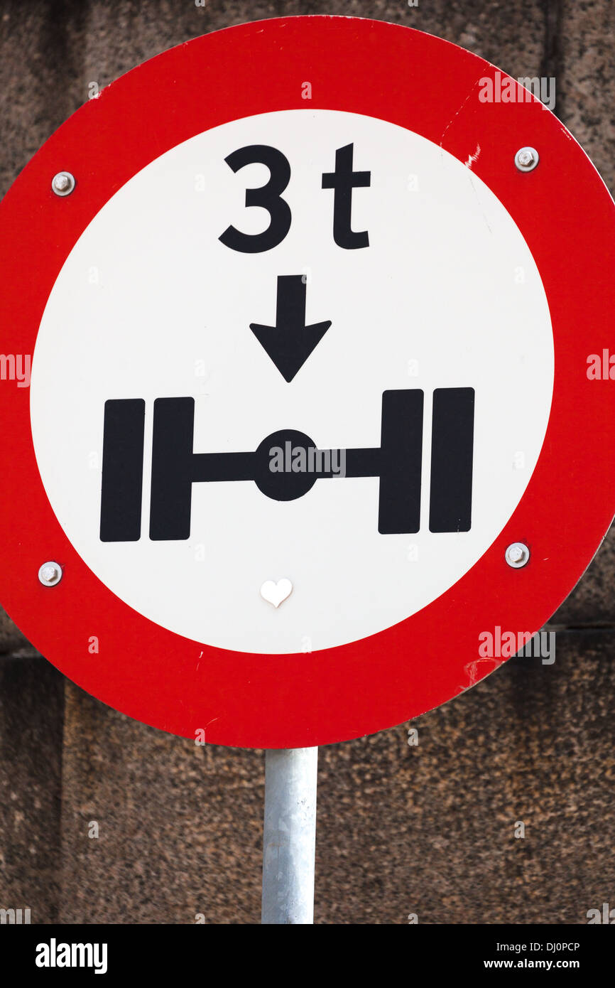 Achslast Einschränkungen Schild Kopenhagen Dänemark Stockfoto