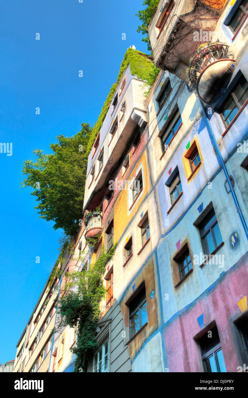 Hundertwasserhaus, Appartementhaus, Wien, Österreich Stockfoto