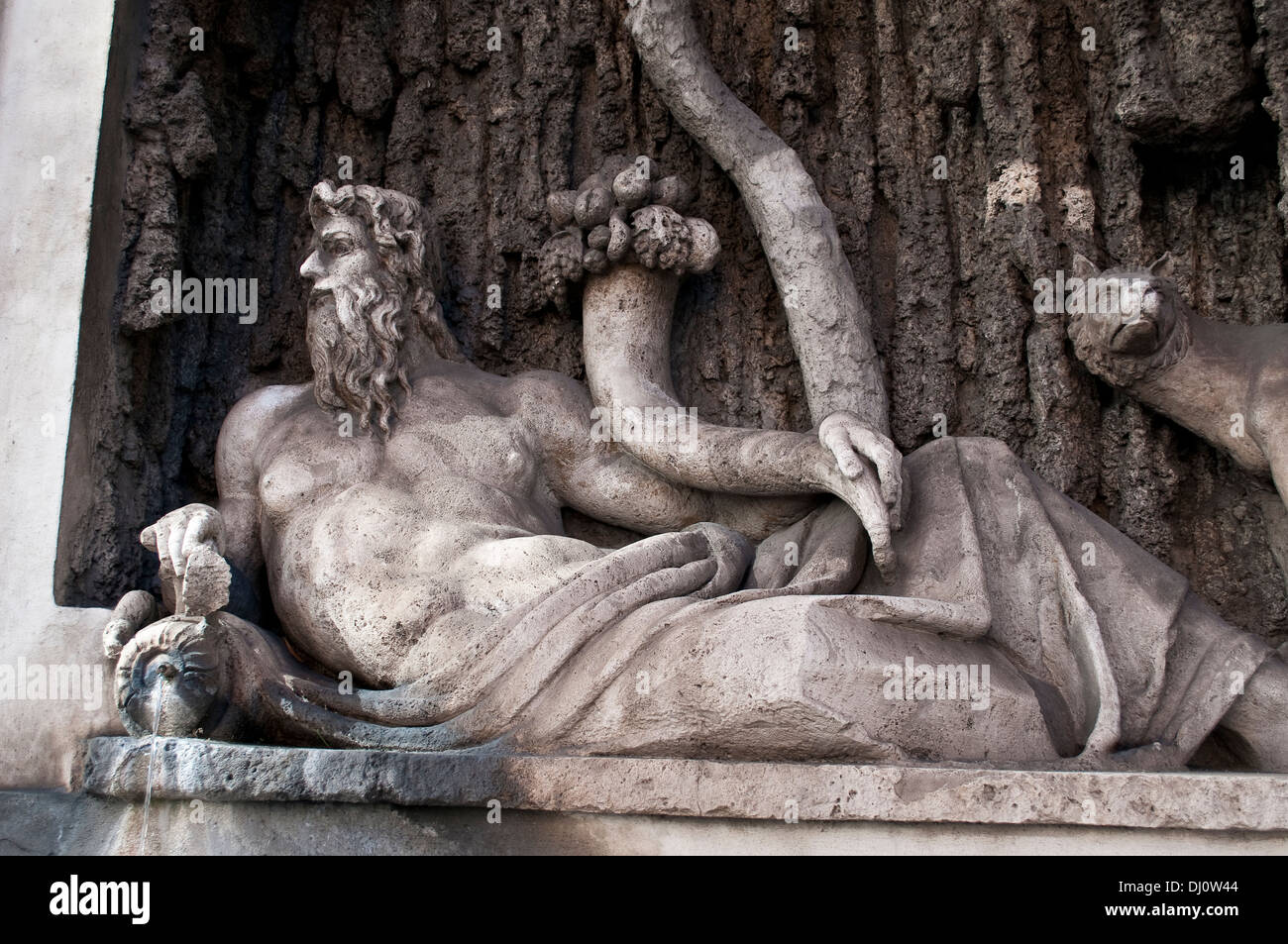 Fluss Tiber Skulptur, vier Brunnen, Rom, Italien Stockfoto