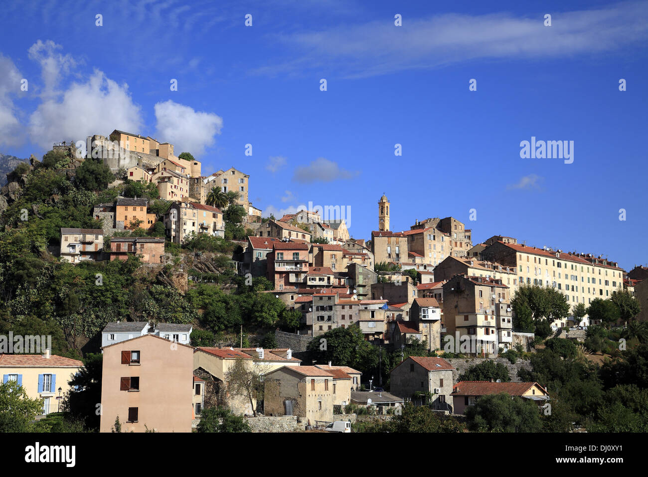 Corte Stadt im regionalen natürlichen Parks von Korsika, Frankreich Stockfoto