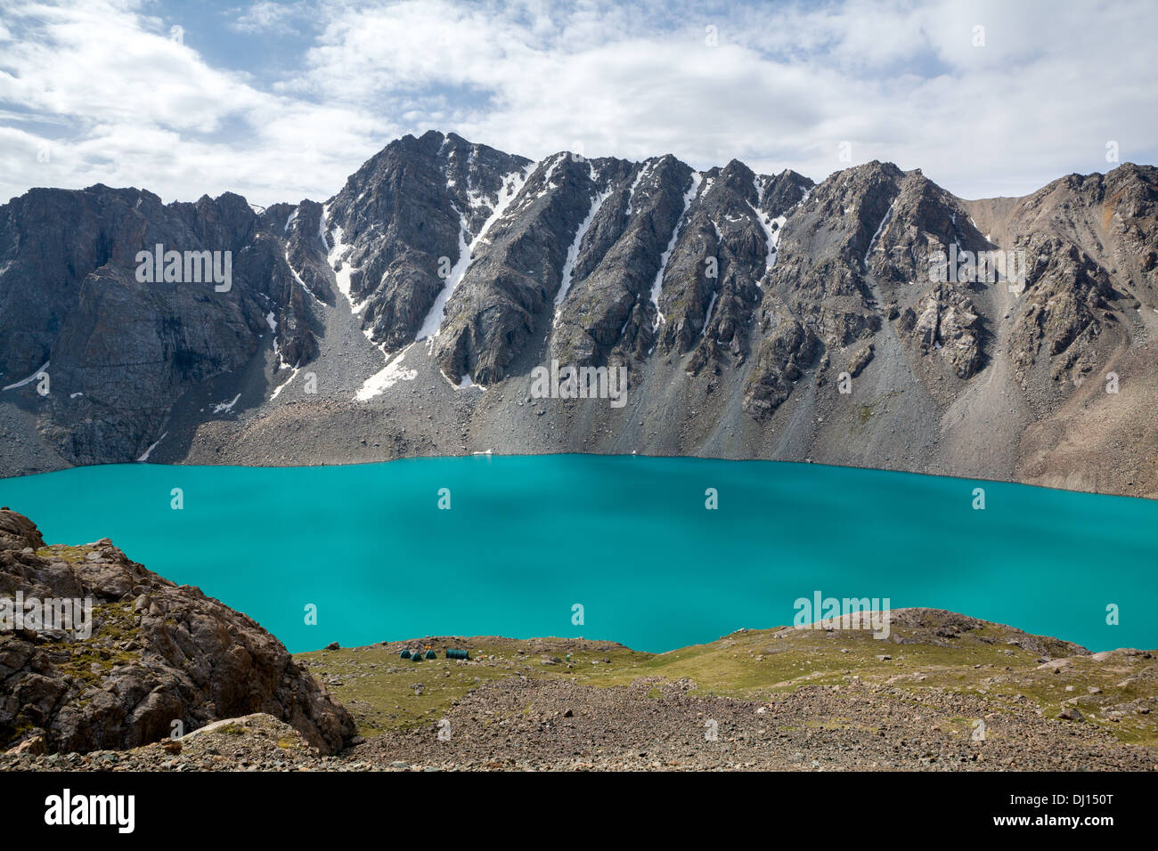 Bergsteigen-Camp am Ala-Kul-See in Kirgisistan Stockfoto