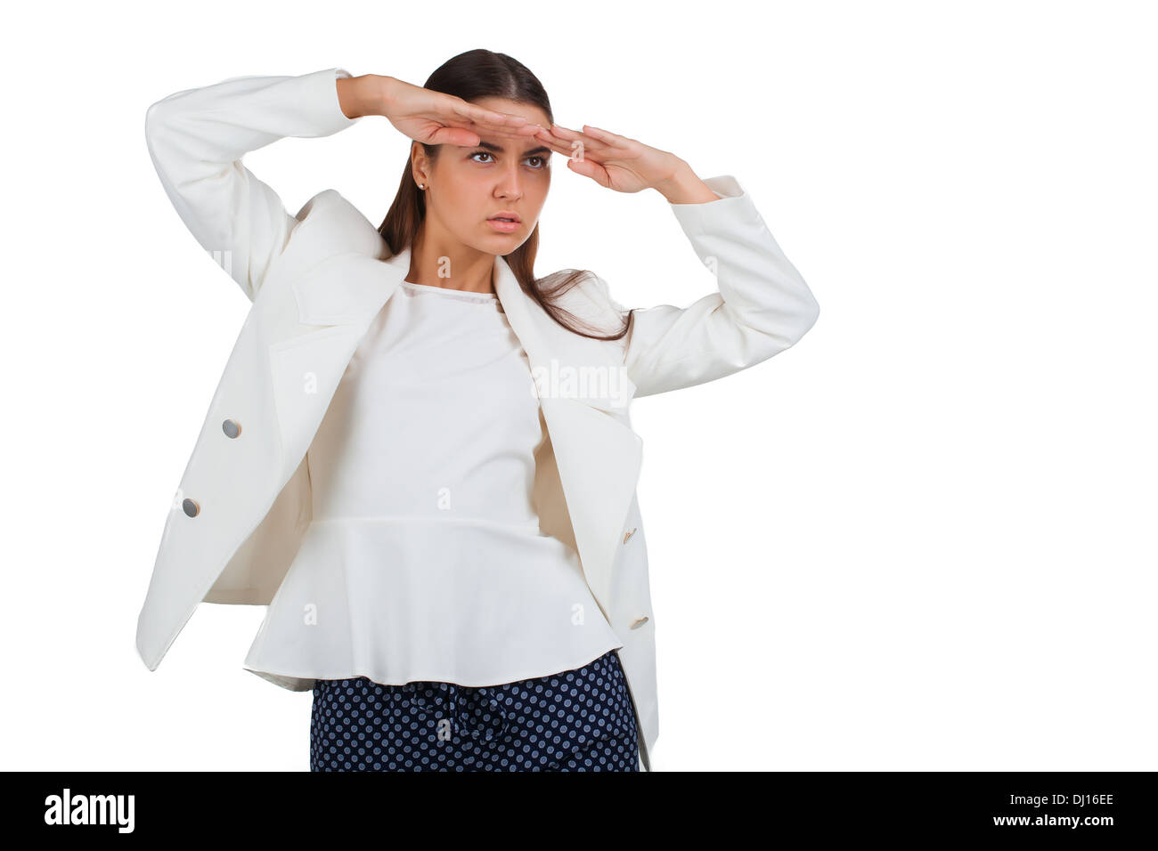 Schöne junge Frau Blick in die Ferne Stockfoto