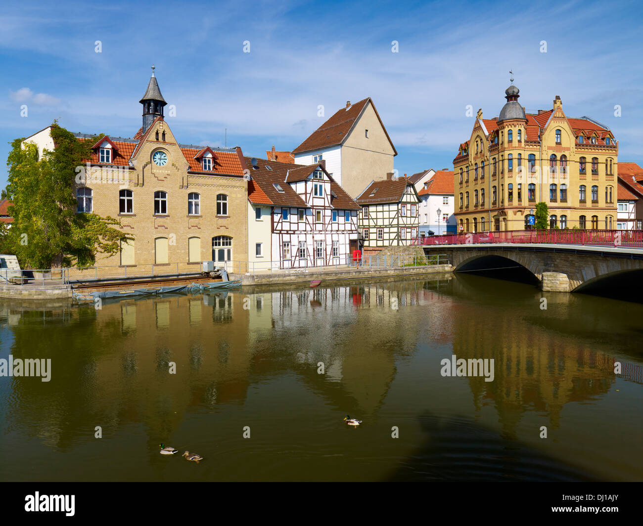 Werra-Brücke mit Brücke Häuser, Eschwege, Hessen, Deutschland Stockfoto