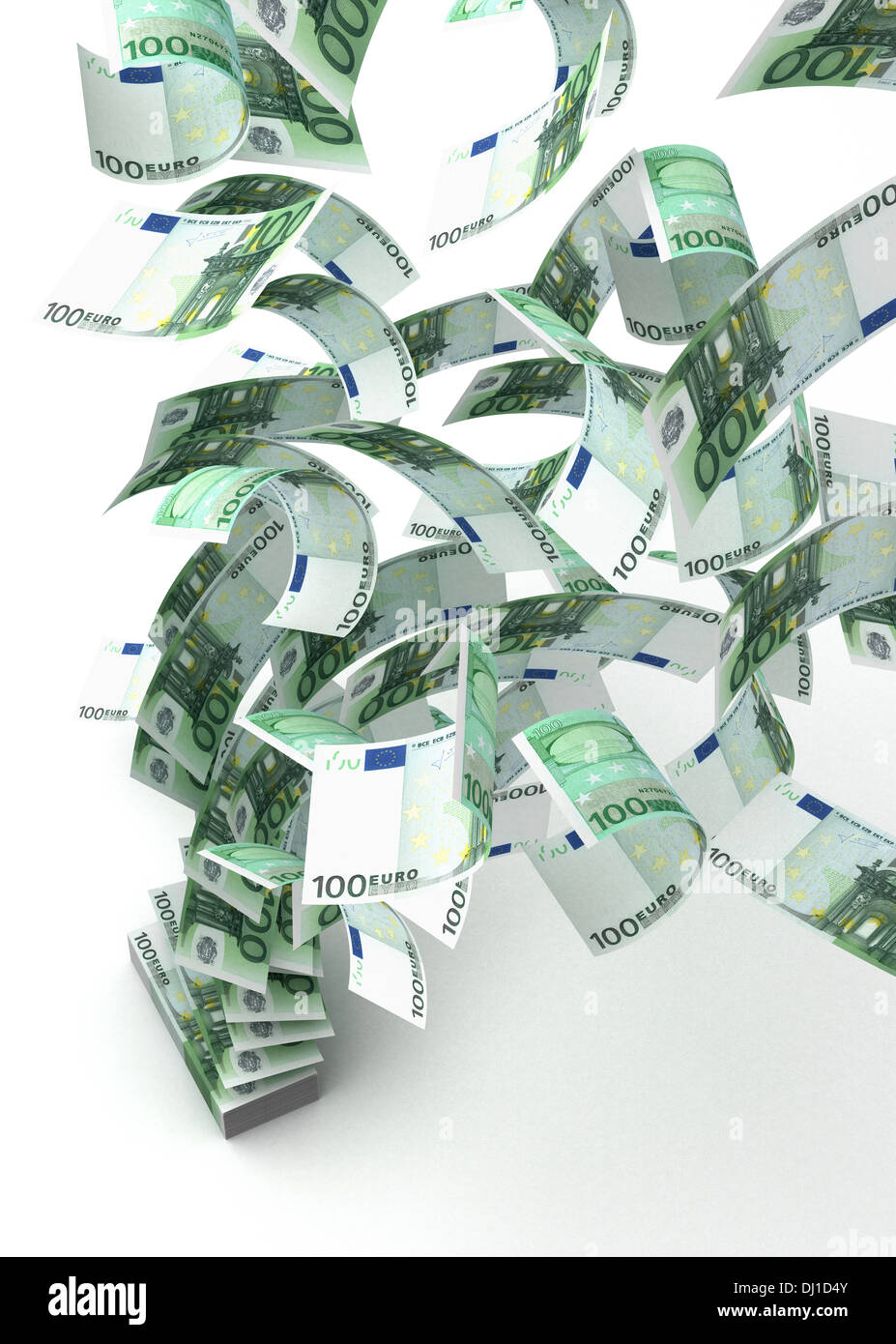 Euro (isoliert mit Beschneidungspfad) fliegen Stockfoto