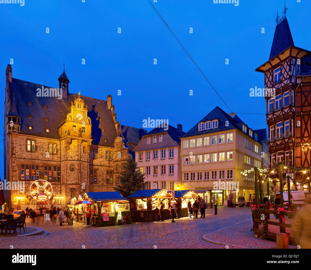 Weihnachtsmarkt in Marburg, Hessen, Deutschland Stockfoto