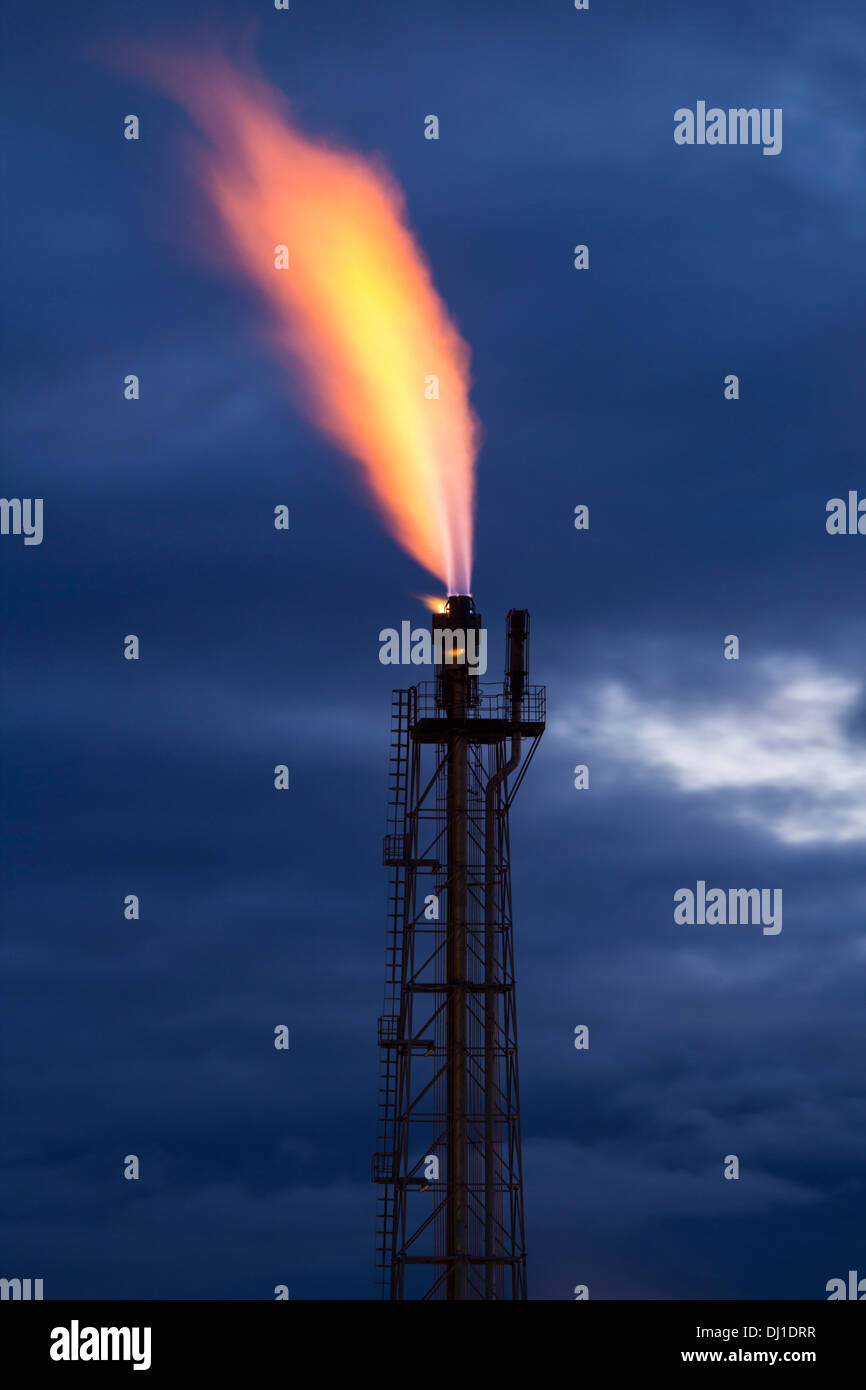 Gasfackel Billingham chemische Complex. UK Stockfoto