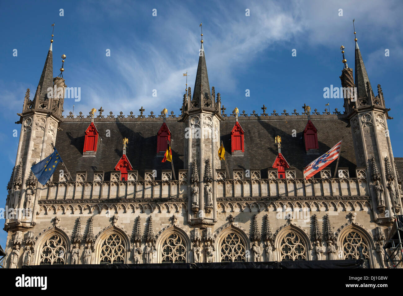Das Rathaus in der Altstadt von Brügge, Belgien Stockfoto