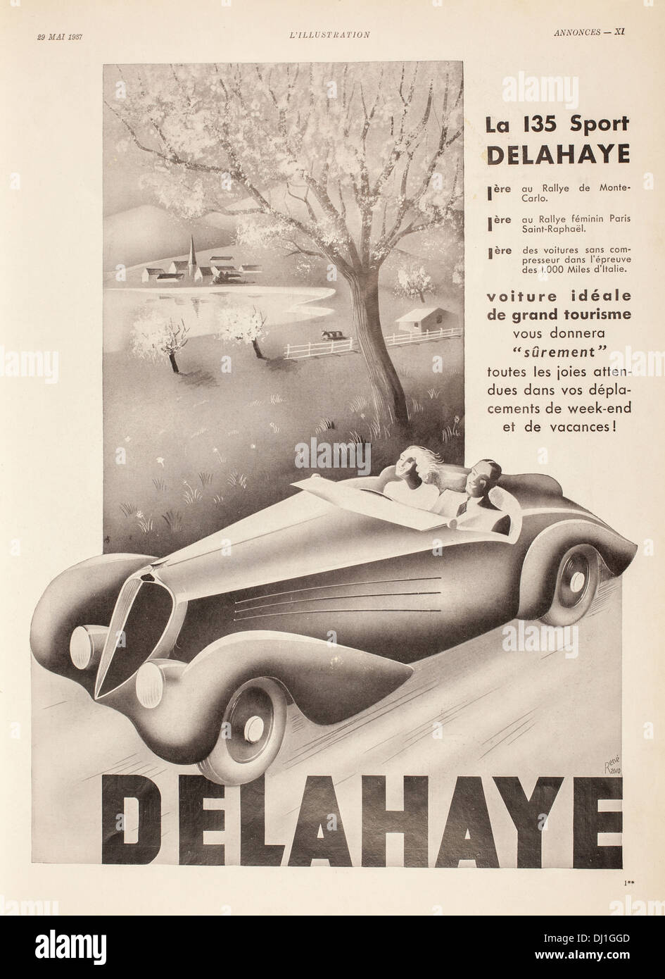 L ' Illustration (französische Zeitschrift) 1937: Anzeige für Automobile von Delahaye Stockfoto