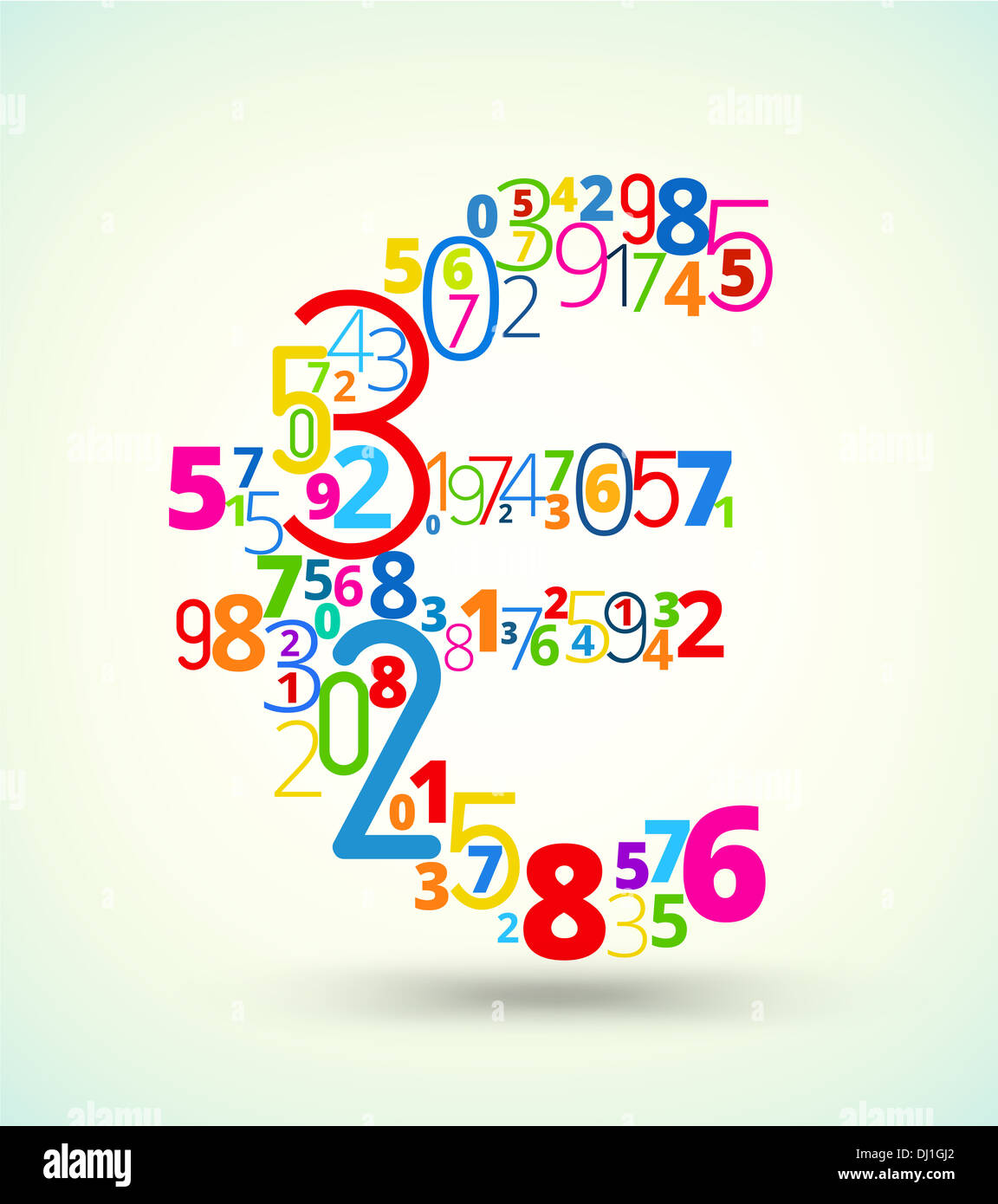 Euro-Zeichen farbige Vektorschrift von Zahlen Stockfoto