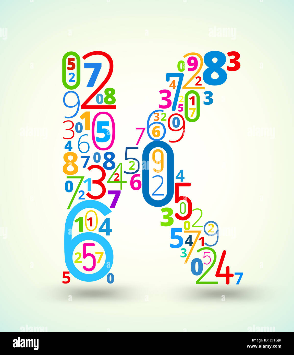 Buchstabe K, farbige Vektorschrift von Zahlen Stockfoto