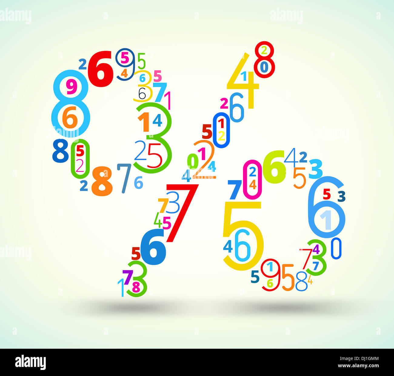 Prozentzeichen, farbige Vektorschrift von Zahlen Stockfoto