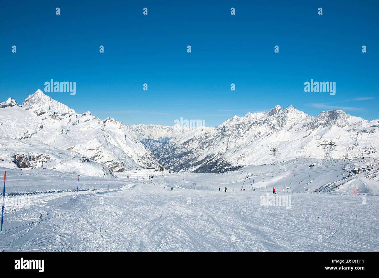 Skipiste am Matterhorn Gletscher, Zermatt Stockfoto