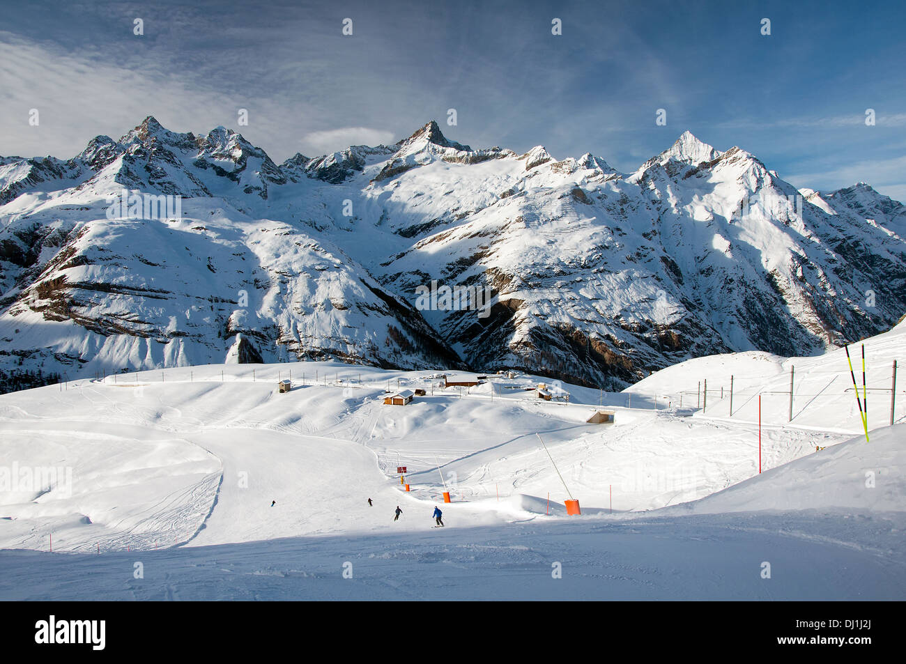 Skipiste in Schweizer Alpen, Zermatt Stockfoto