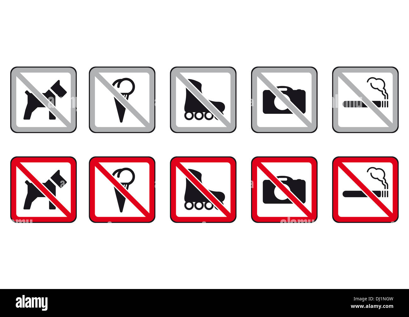 Keine Hunde, kein Eis, kein Rollen, kein Foto, kein Rauchen Stockfoto