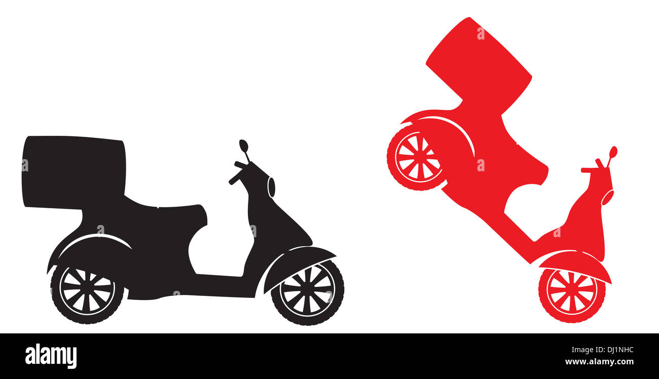 Scooter-Silhouette - schnelle Lieferung Service-Symbol Stockfoto