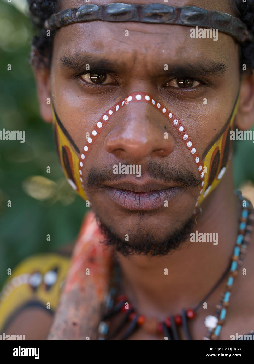 Tjapukai Krieger australische Ureinwohner Nord-Queensland feuchte Tropen Stockfoto