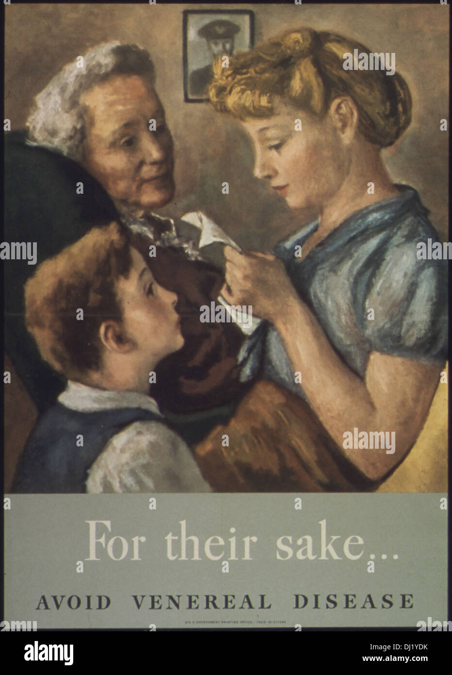 Dieses Propagandaplakat aus dem Zweiten Weltkrieg unterstreicht die Bedeutung der Vermeidung von Geschlechtskrankheiten, um die Gesundheit der Soldaten zu schützen und die militärische Bereitschaft während des Krieges zu gewährleisten. Stockfoto