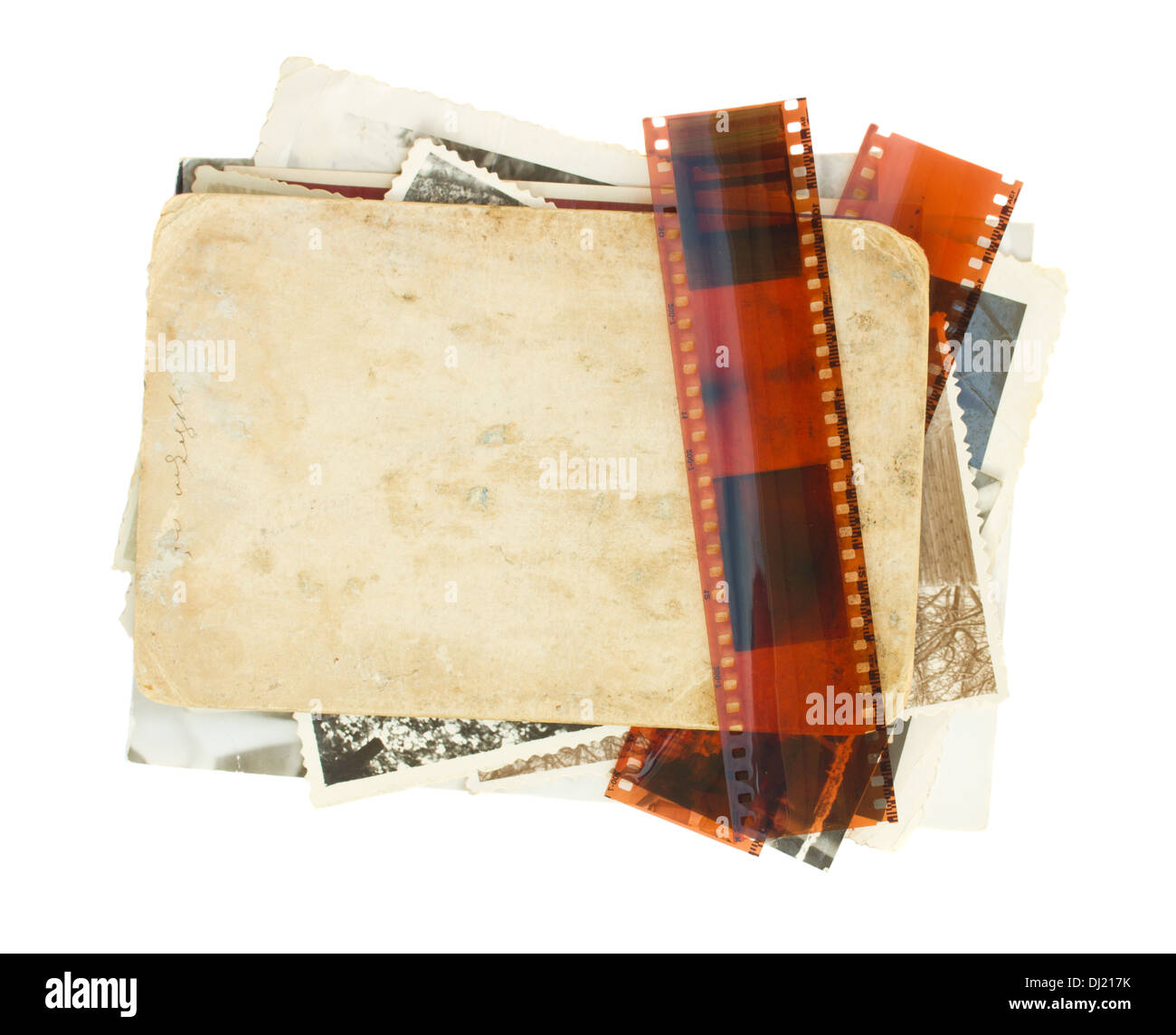 Haufen von alten Fotos Stockfoto