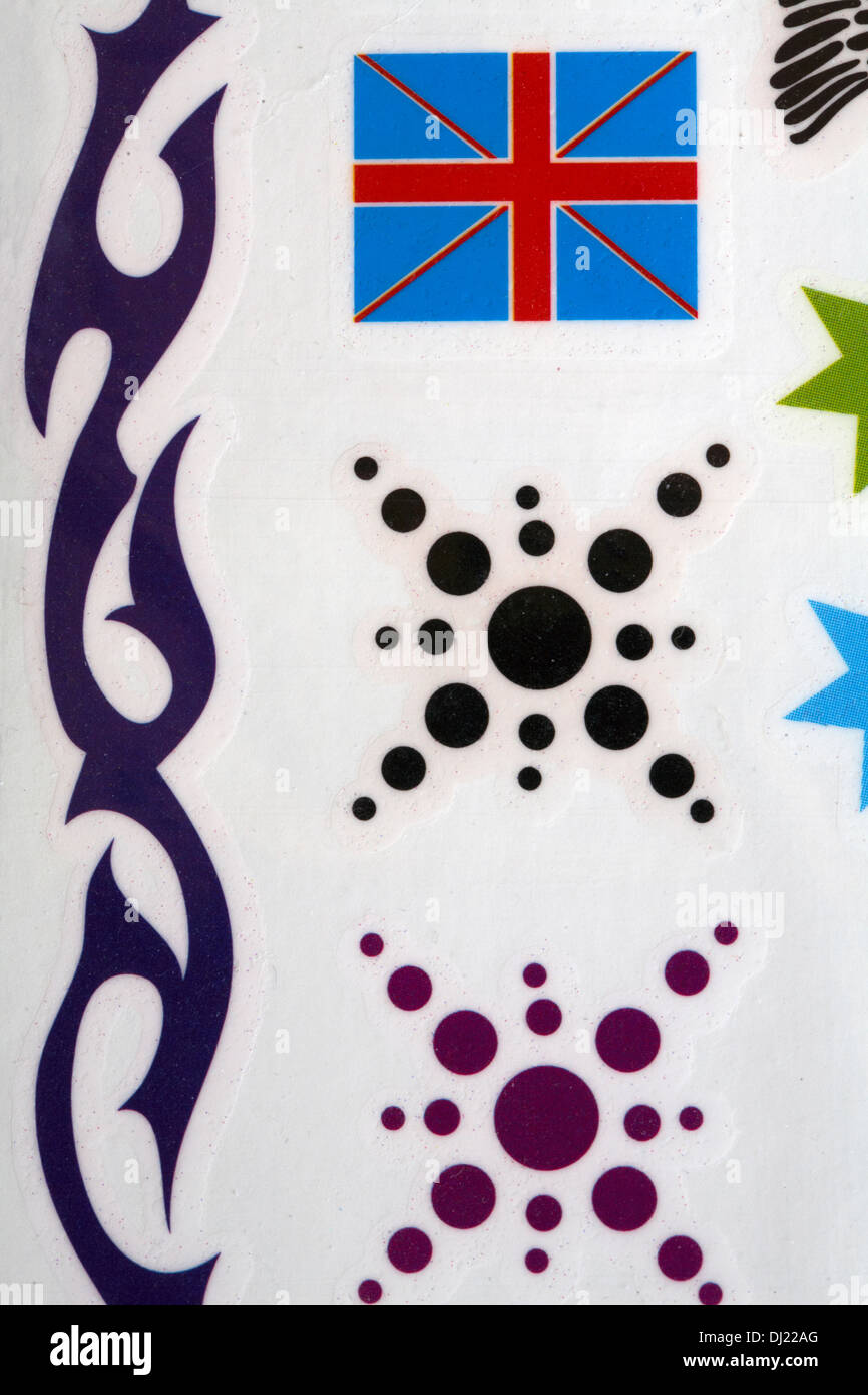 temporäre Tattoo Blatt Stockfoto