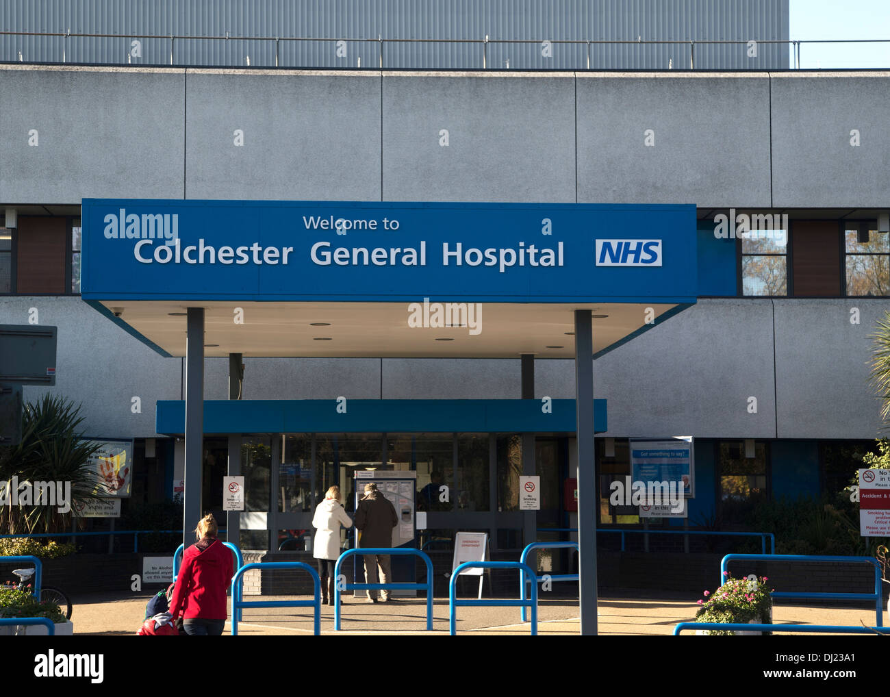 Haupteingang des Allgemeinen Krankenhaus in Colchester, Essex, England Stockfoto