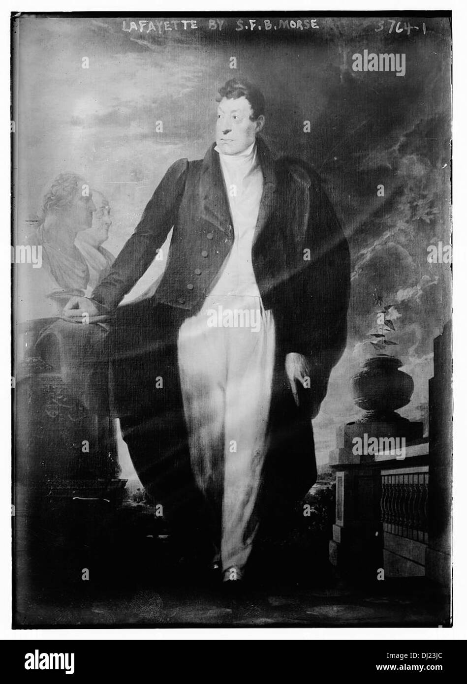 Dieses Porträt des Marquis de Lafayette, gemalt von S.F.B. Morse, zeigt den französischen Helden der Amerikanischen Revolution, der in der Library of Congress gehalten wird. Stockfoto