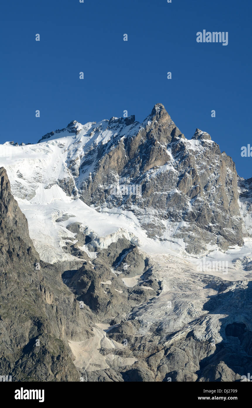 La Meije Peak & Glacier Ecrins Nationalpark Hautes-Alpes französische Alpen Frankreich Stockfoto