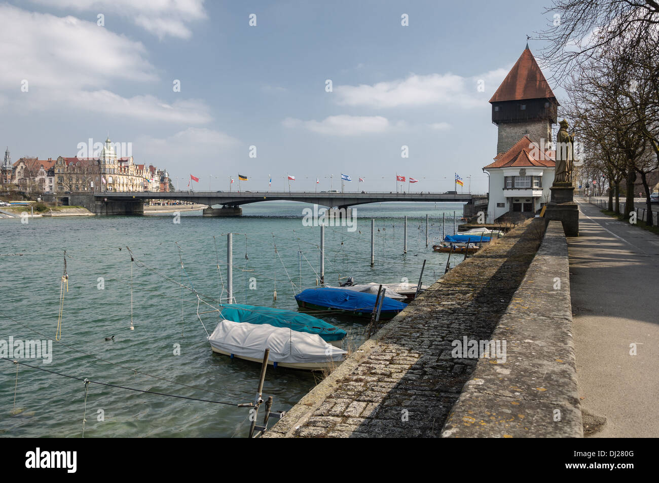 Konstanz, Deutschland: Rhein und Turm Stockfoto