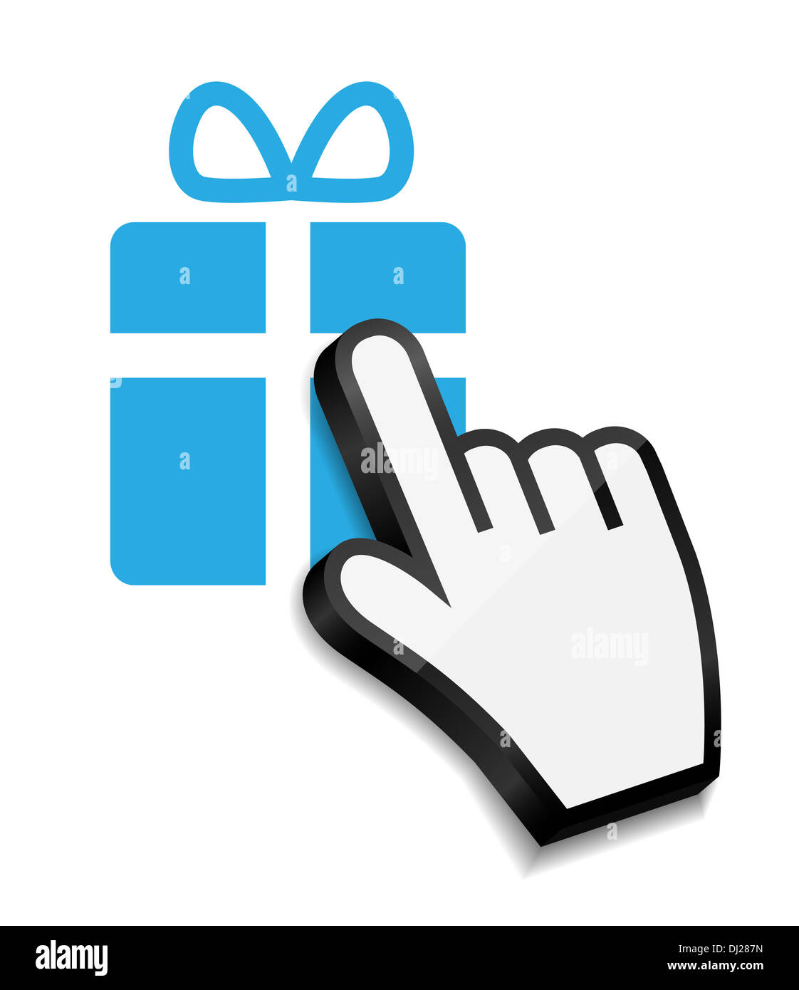 Maus-Hand-Cursor auf Geschenk-Vektor-illustration Stockfoto