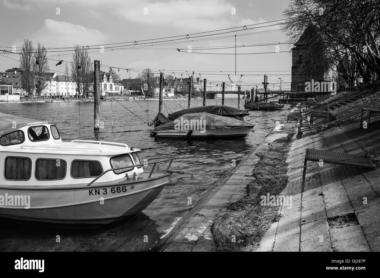 Konstanz, Deutschland: Boote auf dem Rhein Stockfoto