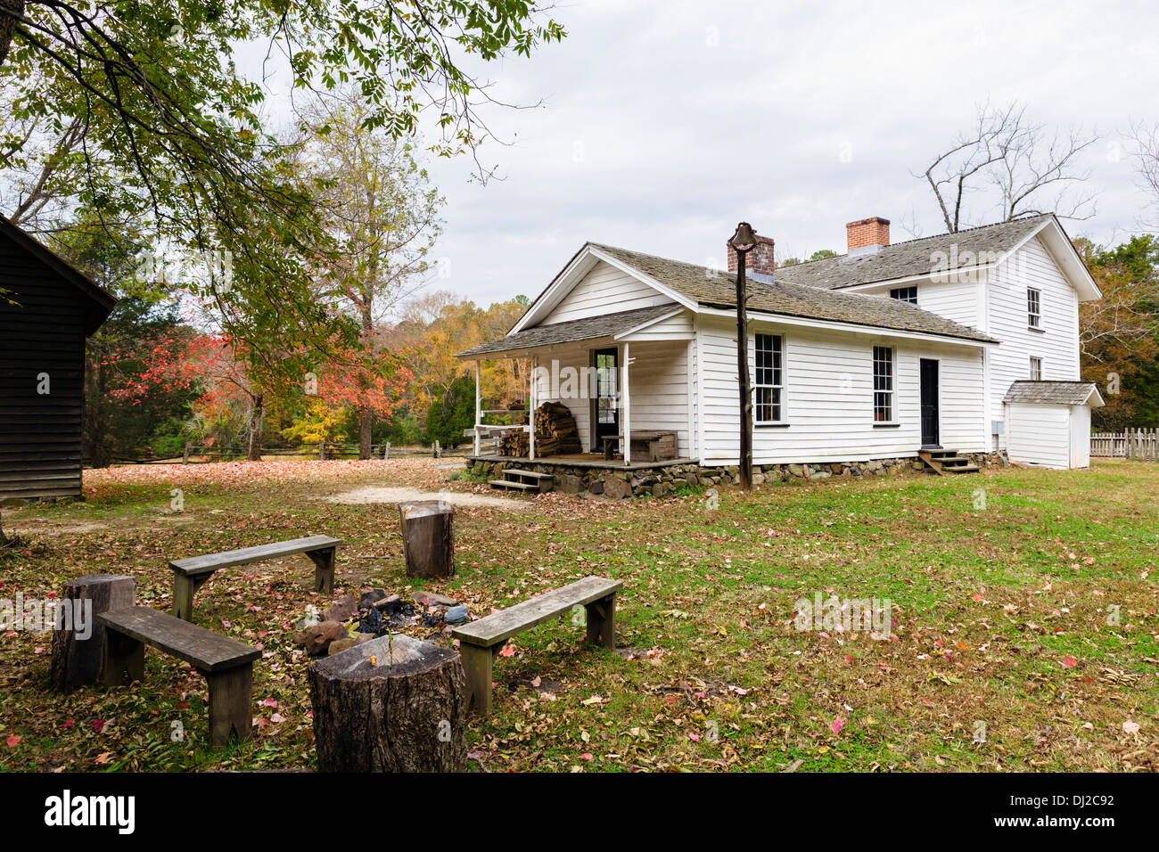 Die Duke-Haus an der Duke Homestead und Tabakmuseum, Durham, North Carolina, USA Stockfoto