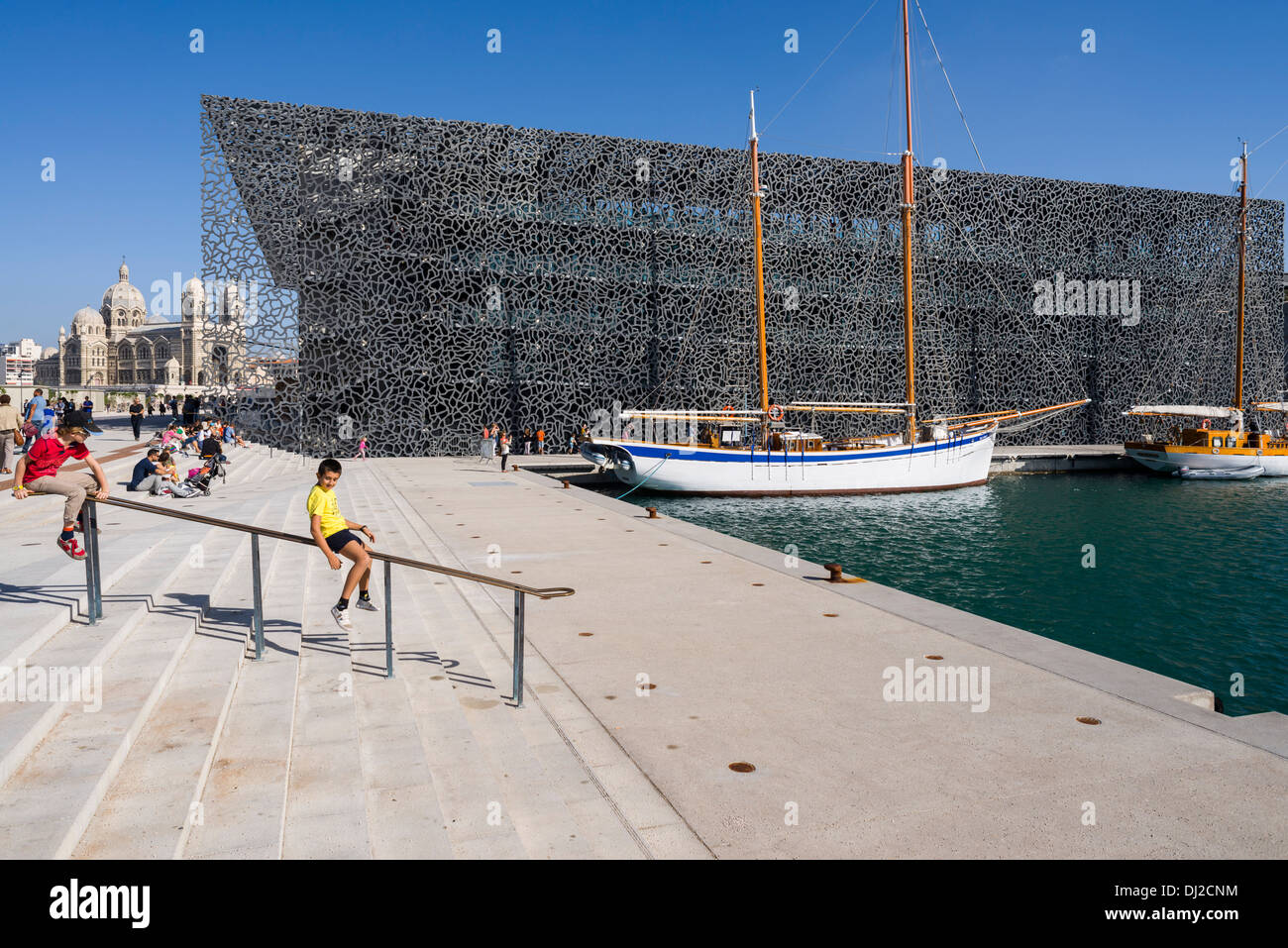 Marseille-MUCEM Museum und die Kinder spielen Stockfoto