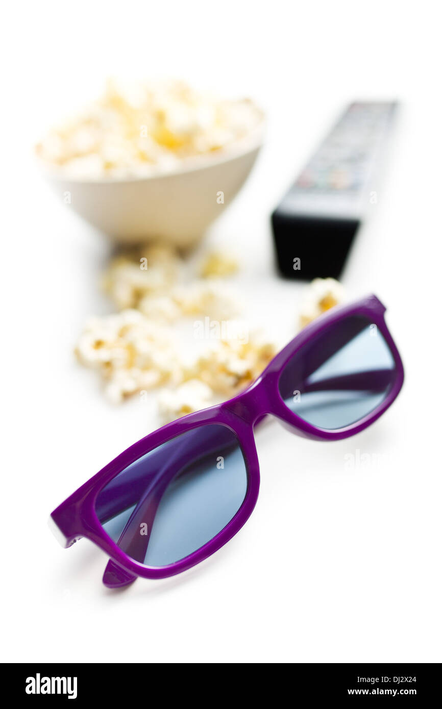 3D-Brille mit lila Rahmen Stockfoto