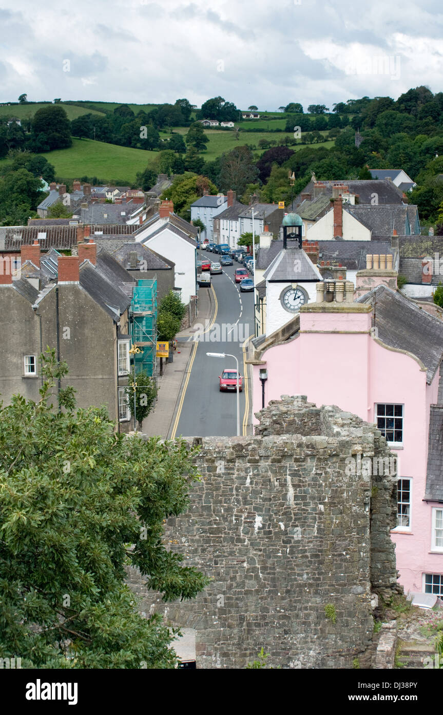 Ein Blick auf Laugharne Laugharne Castle entnommen. Stockfoto