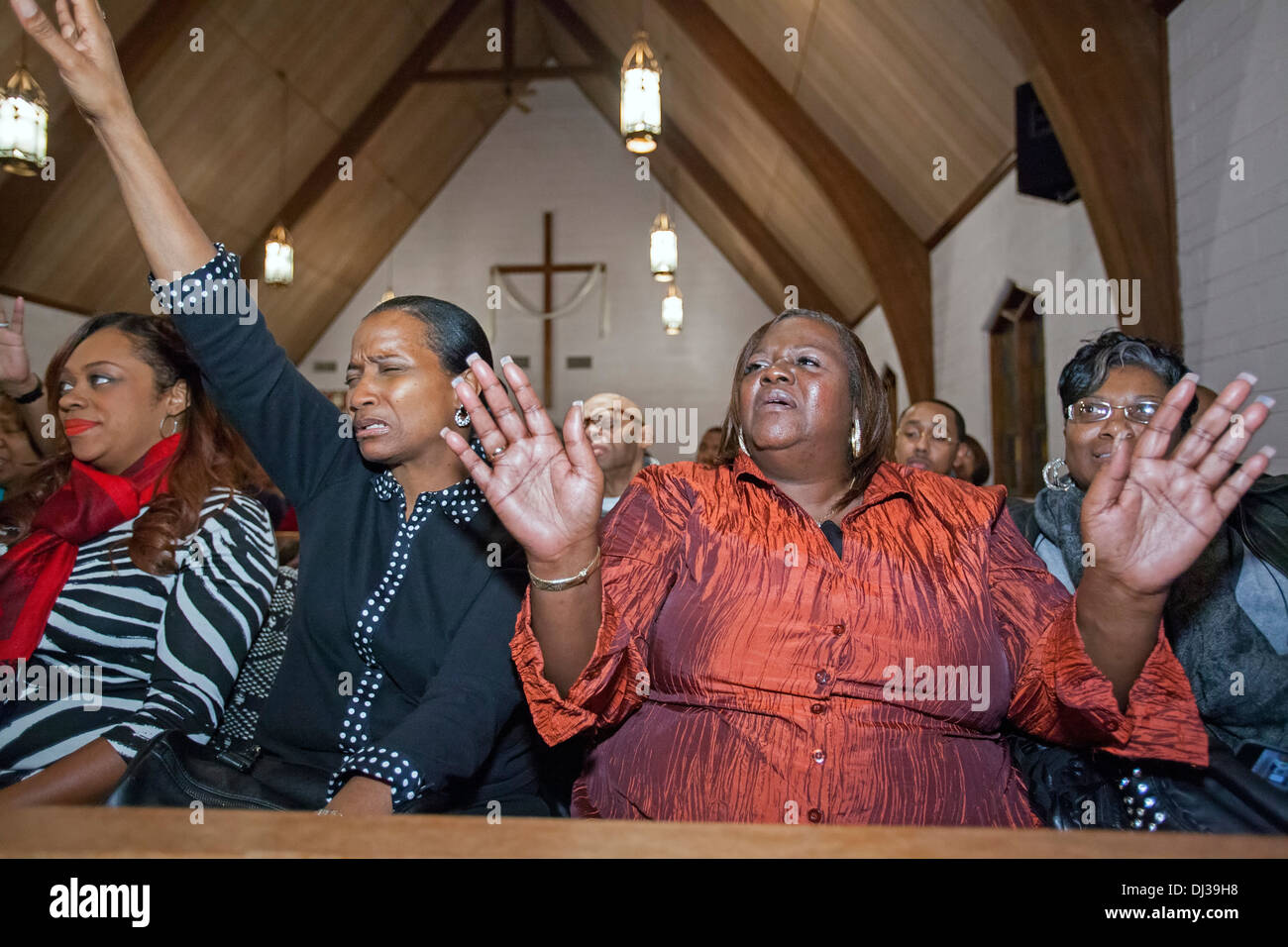 Detroit, Michigan - Gospel-Konzert am Frieden und Wohlwollen Baptist Church. Stockfoto