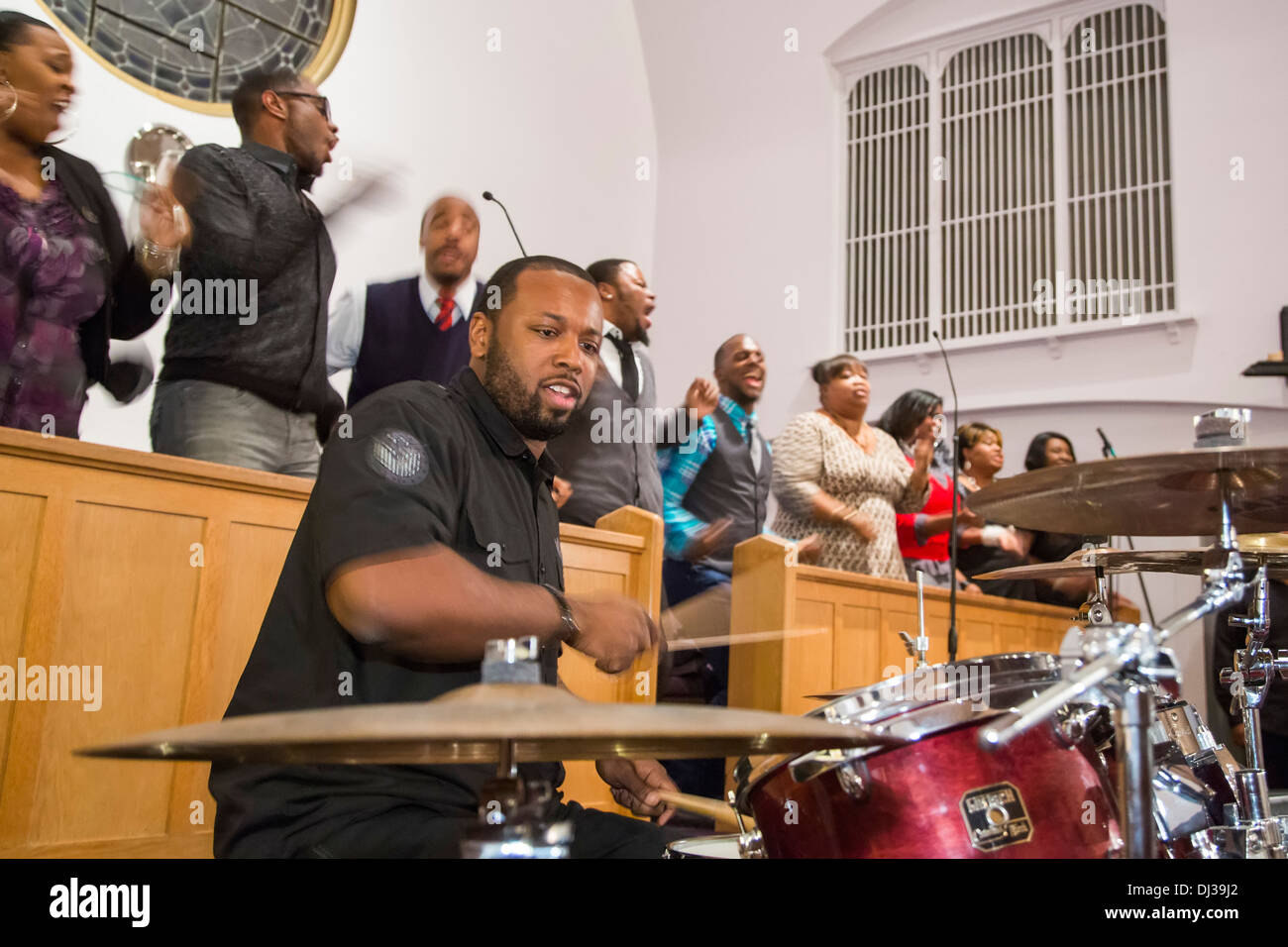 Detroit, Michigan - Gospel-Konzert am Frieden und Wohlwollen Baptist Church. Stockfoto