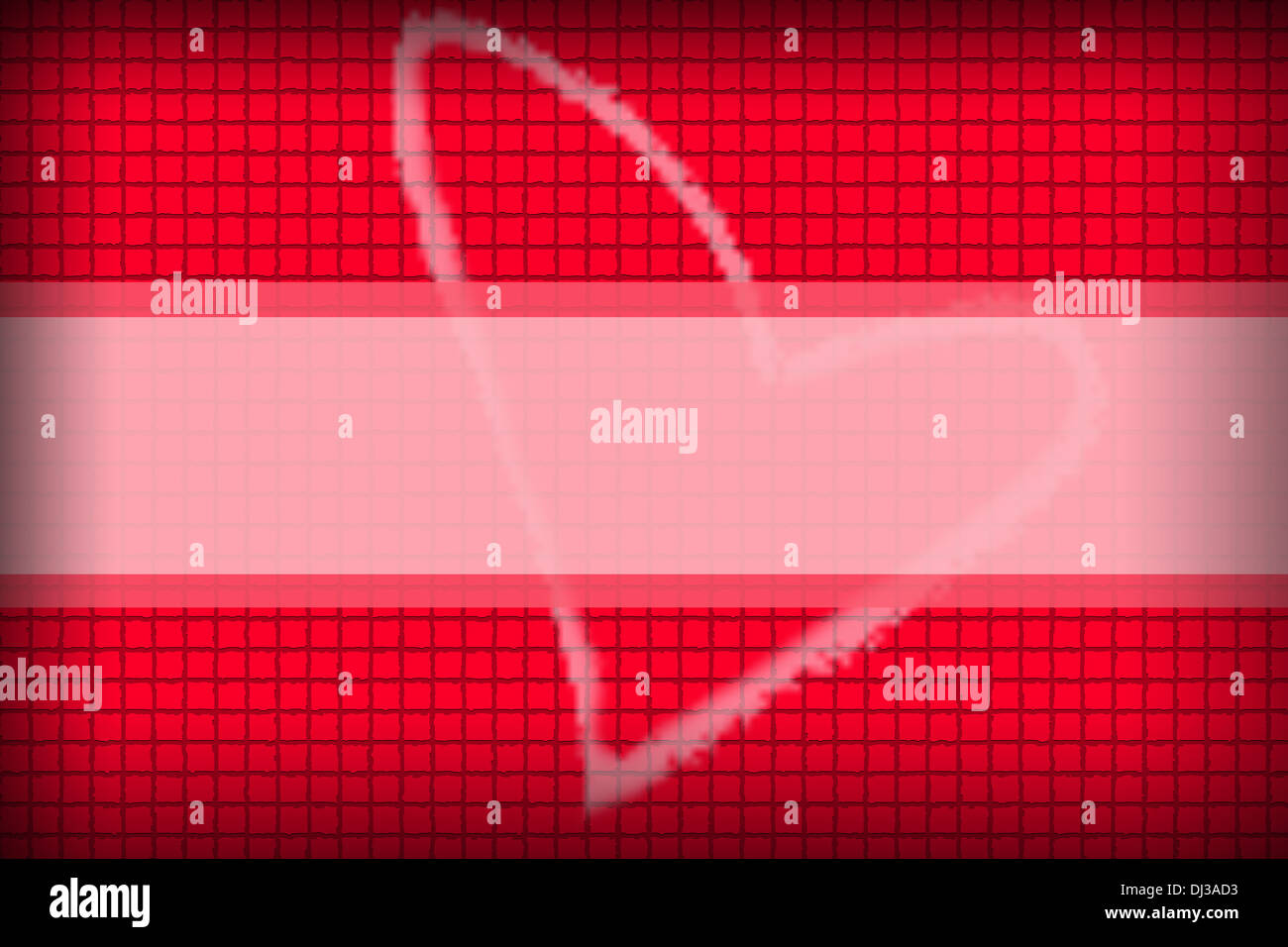 Der rote Hintergrund in einem Feld verketten Stil und Herz Bild. Stockfoto