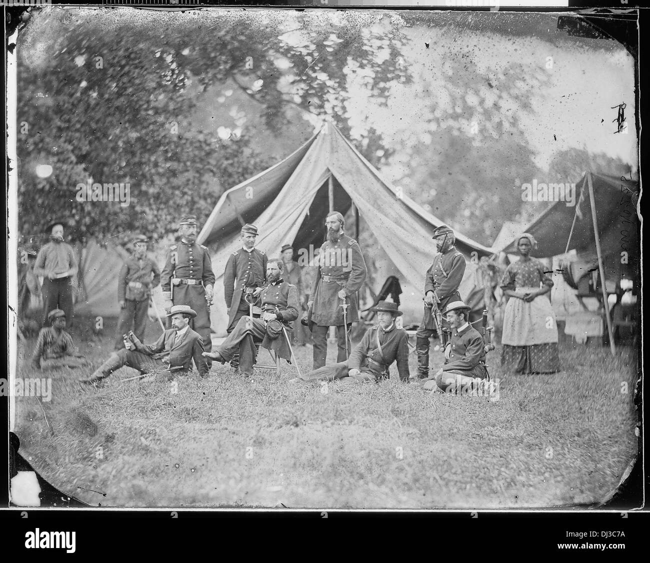 Gen Fitz John Porter und sieben Mitarbeiter. Hqrs. 5. Armeekorps, Army of the Potomac, Harrison's Landing, James River. 381 Stockfoto