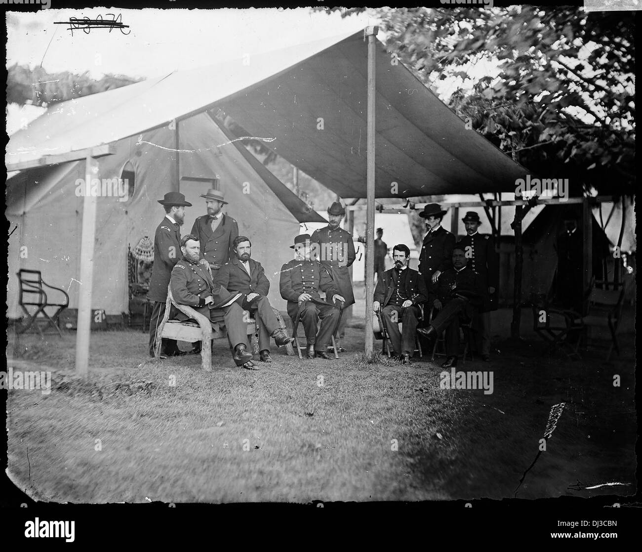 General Ulysses S.Grant und neun, Mitarbeiter erkannt, Oberst Adam Badeau gen Cyrus B. Comstock, Oberst Friedrich T 204 Stockfoto