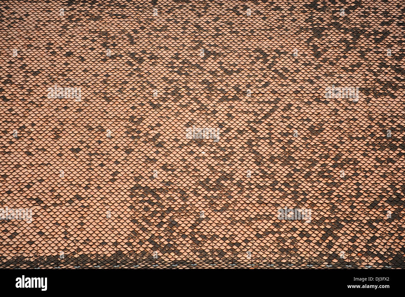 Alten Ziegeldach einer alten Kirche Stockfoto