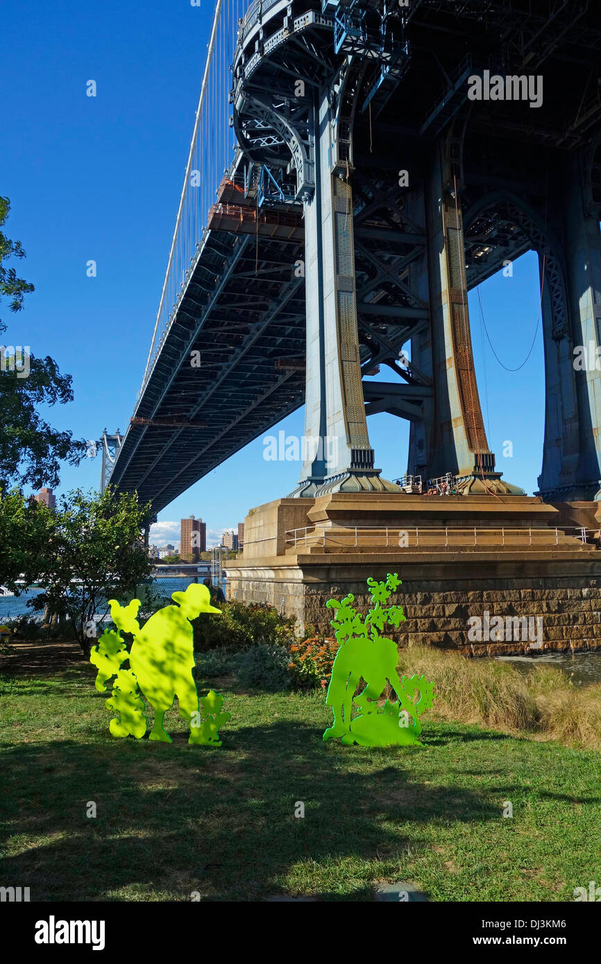 Kunstwerk im Brooklyn Bridge park Stockfoto