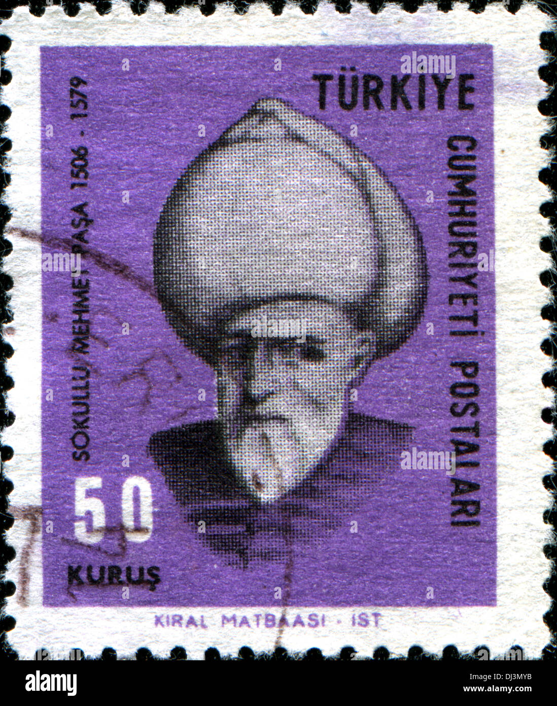 Türkei - CIRCA 1967: Eine Briefmarke gedruckt in der Türkei zeigt Sokullu Mehmet Pasa, circa 1967 Stockfoto